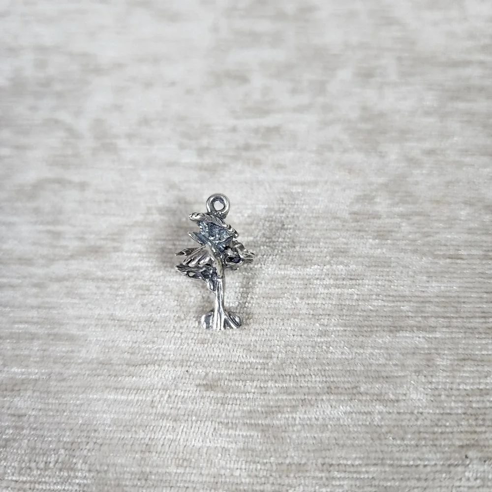925 Sterling Silver Cypress Tree Charm Pendant Made in USA 3.4
